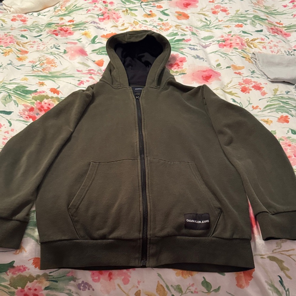 Calvin Klein Dark Green Zip-Up Hoodie